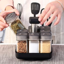 image-Spice Jar Glass Organizer Pepper Seasoning Container Kitchen