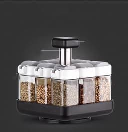 image-Spice Jar Glass Organizer Pepper Seasoning Container Kitchen