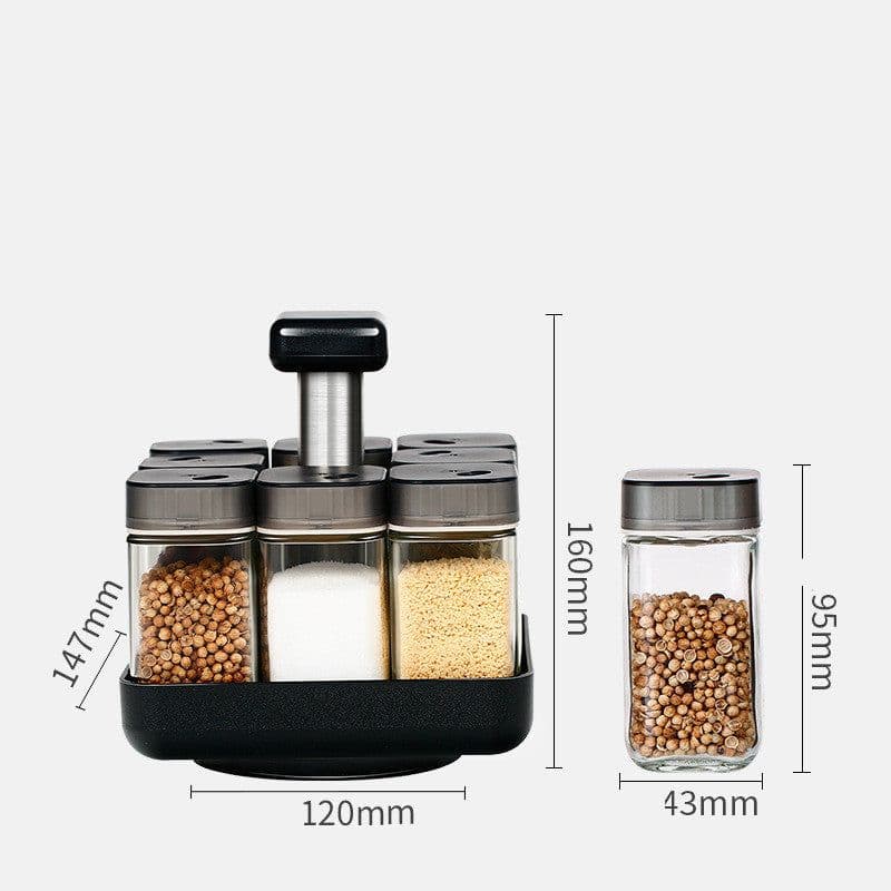 image-Spice Jar Glass Organizer Pepper Seasoning Container Kitchen