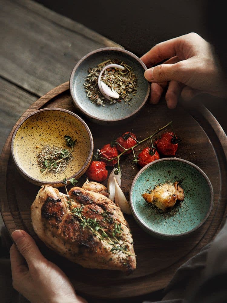 image-Retro Style Creative Ceramic Tableware Household Restaurant Clay Dishes Dishes Rice Bowls Sauces Dessert Dishes Flavor Dishes