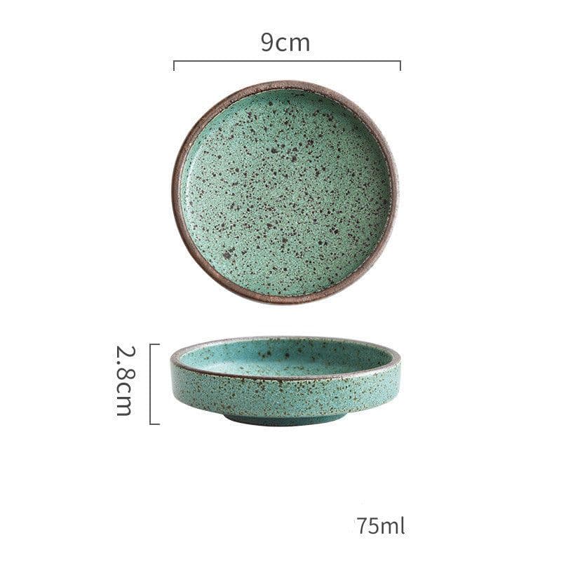 image-Retro Style Creative Ceramic Tableware Household Restaurant Clay Dishes Dishes Rice Bowls Sauces Dessert Dishes Flavor Dishes