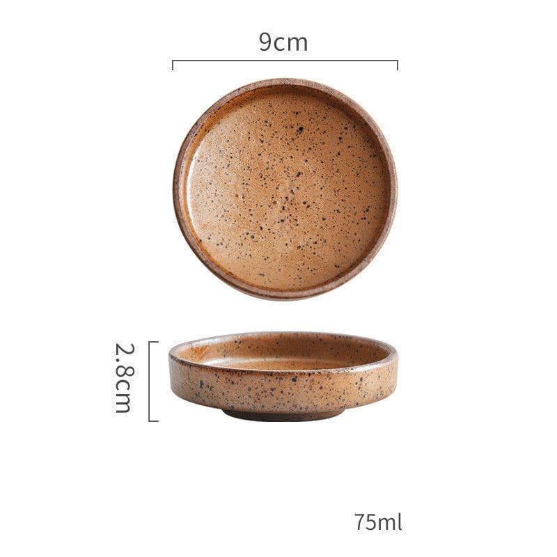 image-Retro Style Creative Ceramic Tableware Household Restaurant Clay Dishes Dishes Rice Bowls Sauces Dessert Dishes Flavor Dishes
