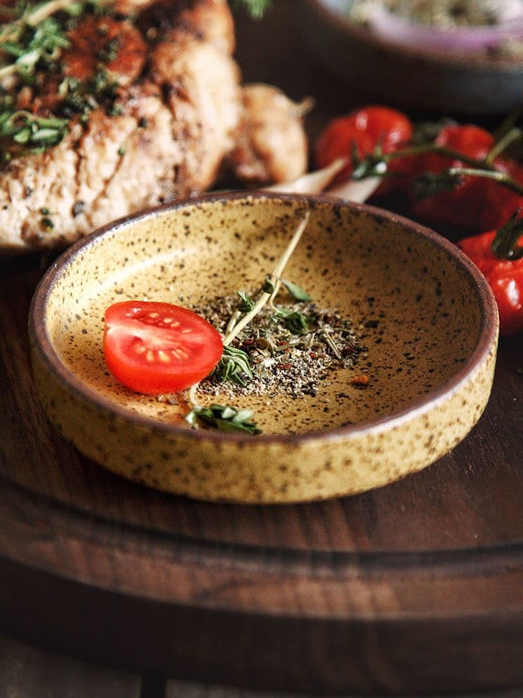 image-Retro Style Creative Ceramic Tableware Household Restaurant Clay Dishes Dishes Rice Bowls Sauces Dessert Dishes Flavor Dishes