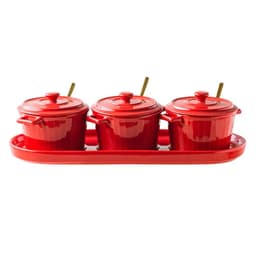 image-Simple Ceramic Seasoning Jar Household Double Ear Ceramic Bowl