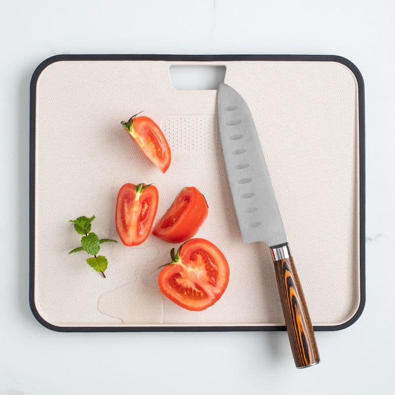 image-Wheat Straw Plastic Chopping Board With A Knife To Grind Garlic, Ginger And Garlic, Kitchen Cutting Board