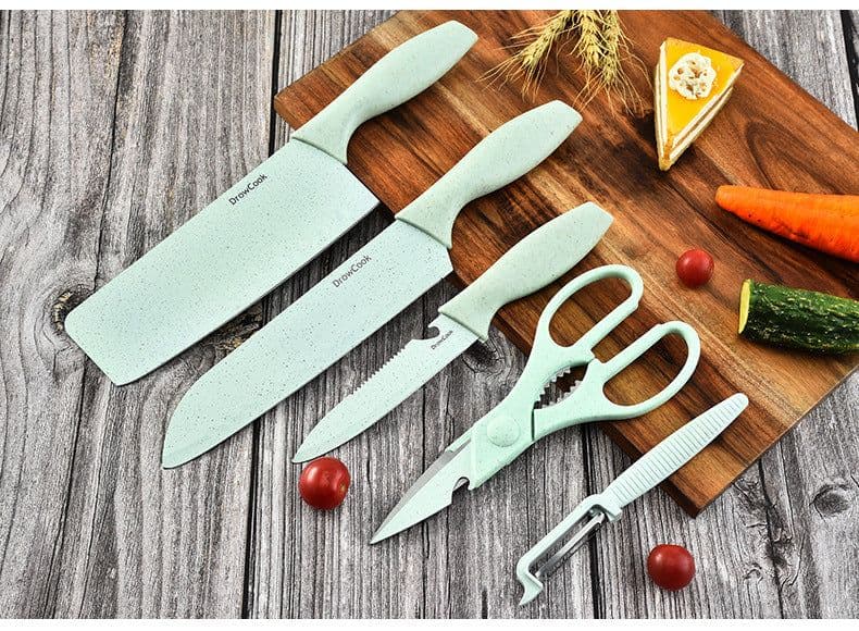 image-Kitchen Five-piece Combination Wheat Stalk Stainless Steel Knives
