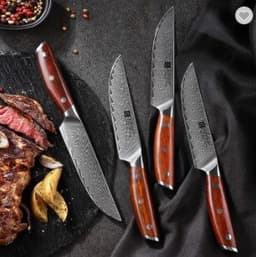 image-Damascus Steel Knife Professional Steak Knife Set Western Knife Steak Knife Main Dinner Knife