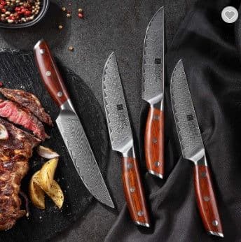 image-Damascus Steel Knife Professional Steak Knife Set Western Knife Steak Knife Main Dinner Knife