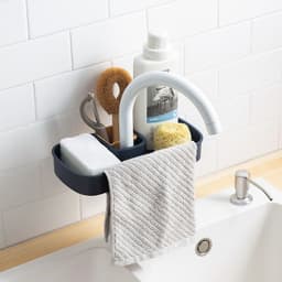 image-Sink Shelf Soap Sponge Drain Rack Storage Basket Bag Faucet Holder Adjustable Bathroom Holder Sink Kitchen Accessories