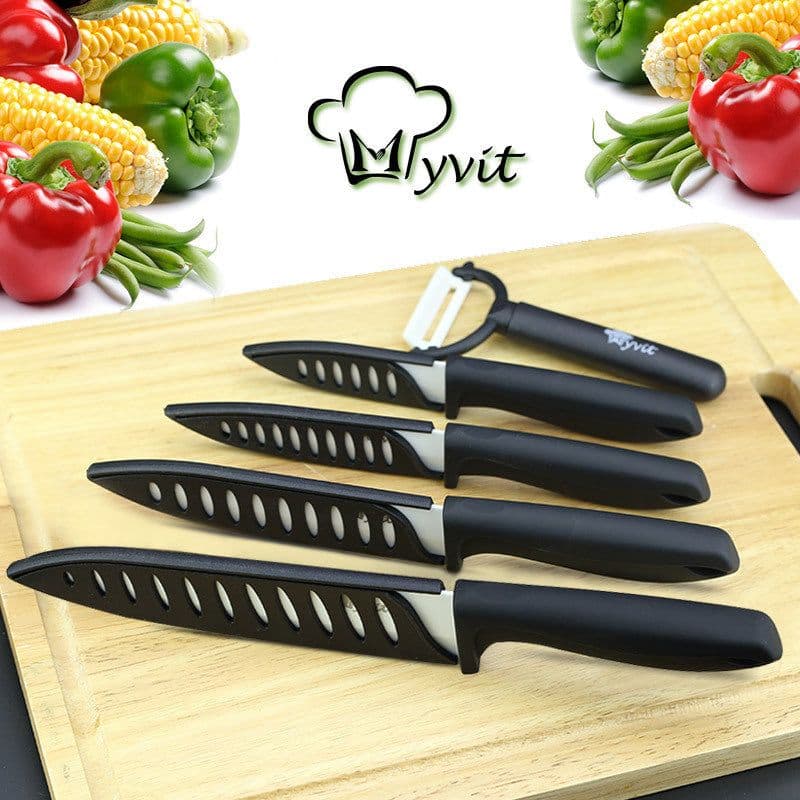 image-Fivepiece Set Of White Bladed Zirconia Ceramic Knives
