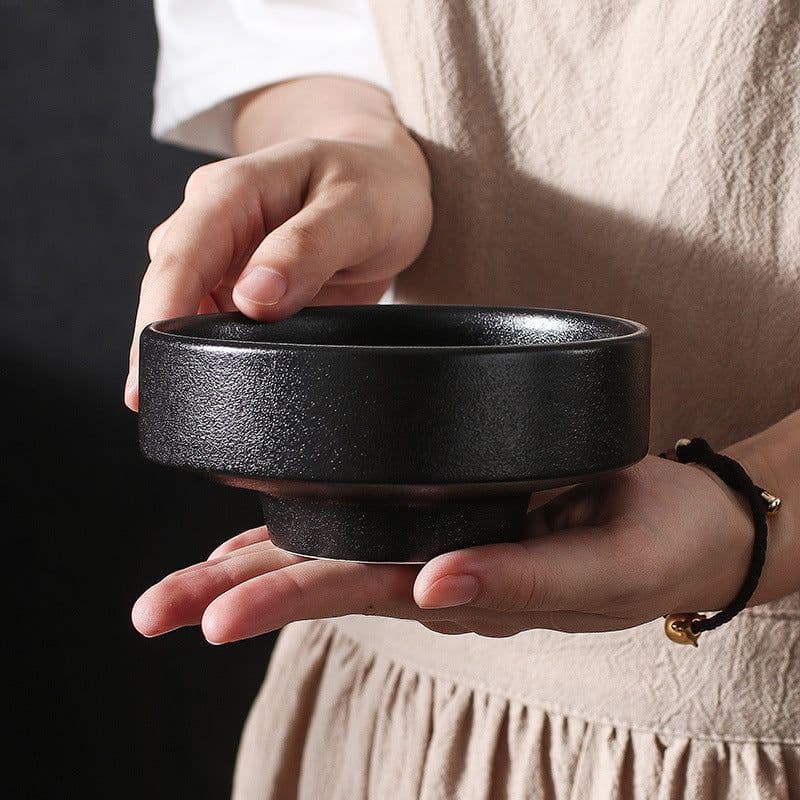 image-Commercial Ramen Noodles In Ceramic Frosted Bowl Bowl