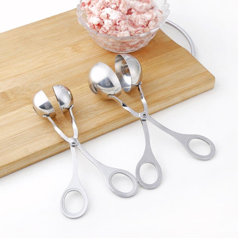 image-Meatball Maker Tool Clip Fish Meat Rice Ball Making Mold Tools Stainless Steel Meat Baller Tongs Kitchen Gadgets