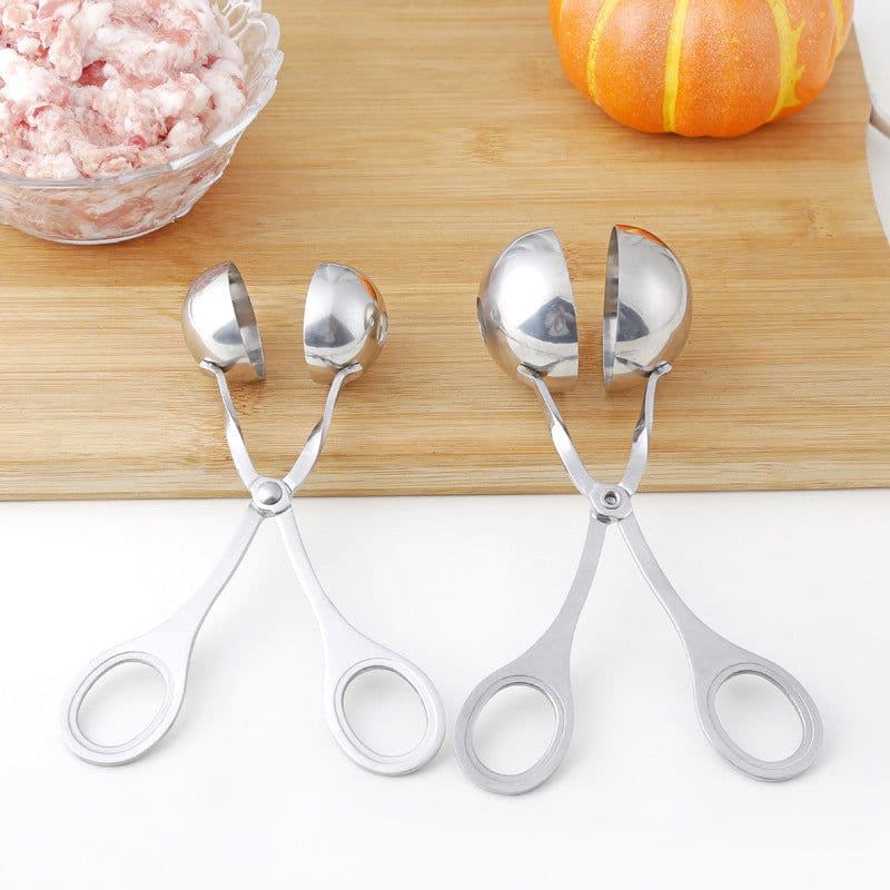 image-Meatball Maker Tool Clip Fish Meat Rice Ball Making Mold Tools Stainless Steel Meat Baller Tongs Kitchen Gadgets