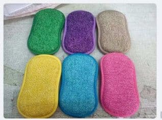 image-Double-Sided Kitchen Cleaning Magic Sponge Microfiber Non-Stick Kitchen Parts Washing Bowl And Pot Tools