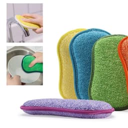 image-Double-Sided Kitchen Cleaning Magic Sponge Microfiber Non-Stick Kitchen Parts Washing Bowl And Pot Tools