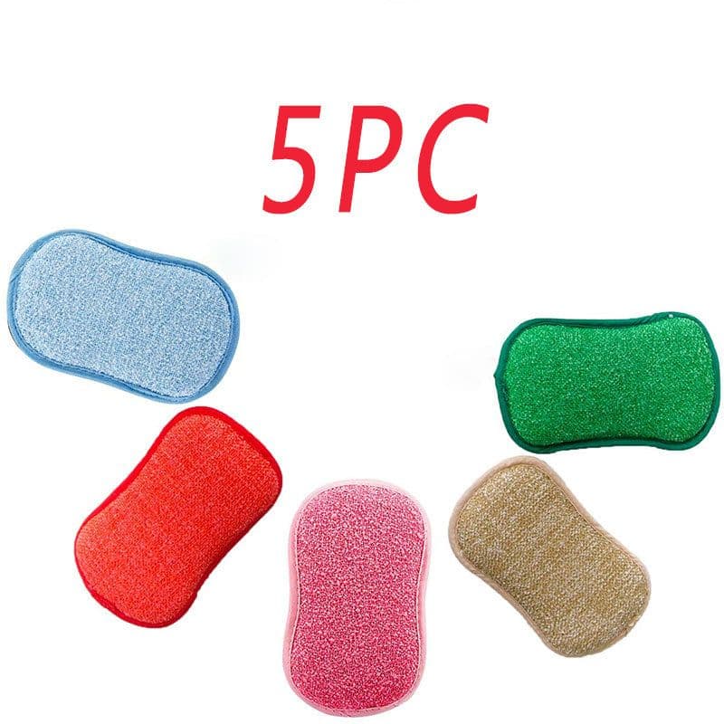 image-Double-Sided Kitchen Cleaning Magic Sponge Microfiber Non-Stick Kitchen Parts Washing Bowl And Pot Tools