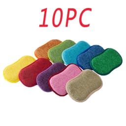 image-Double-Sided Kitchen Cleaning Magic Sponge Microfiber Non-Stick Kitchen Parts Washing Bowl And Pot Tools