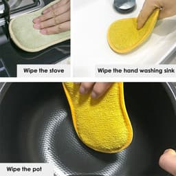 image-Double-Sided Kitchen Cleaning Magic Sponge Microfiber Non-Stick Kitchen Parts Washing Bowl And Pot Tools