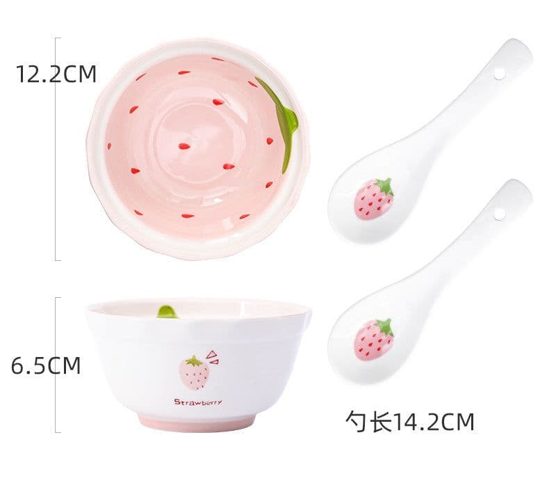 image-Cute Girl Strawberry Series Tableware Cartoon Dishes