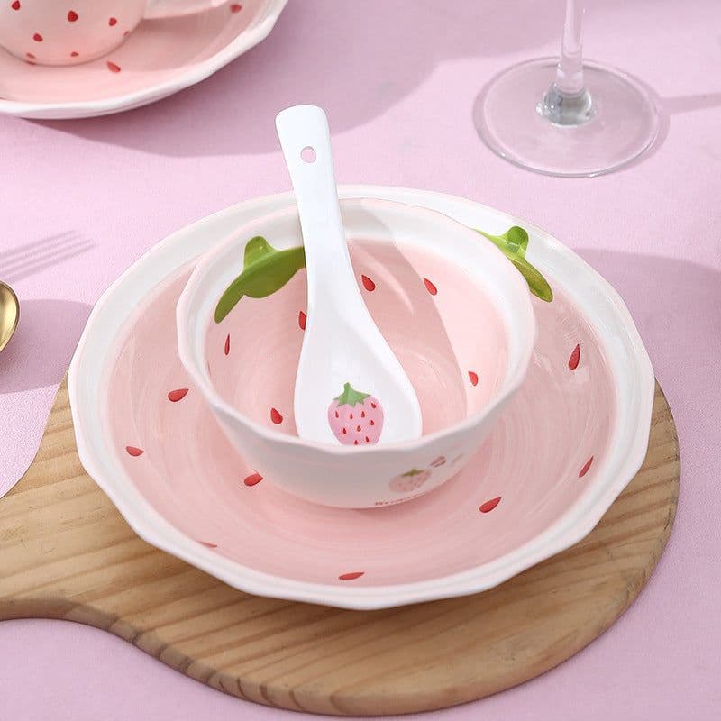 image-Cute Girl Strawberry Series Tableware Cartoon Dishes