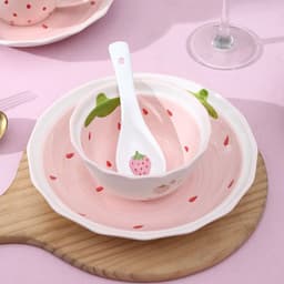 image-Cute Girl Strawberry Series Tableware Cartoon Dishes