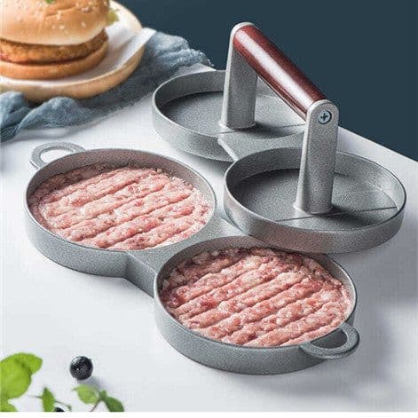 image-Round Burger Press Aluminum Alloy Burger Meat Beef Barbecue Burger Press Kitchen Food Mold Baking Tools