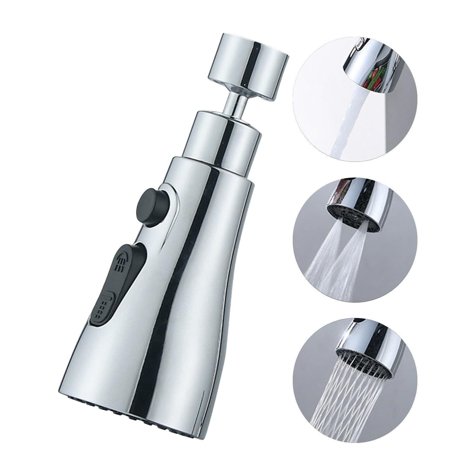 image-Universal Pressurized Faucet Sprayer Anti-splash 360 Degree Rotating Water Tap Three Stall Water Saving Faucet Nozzle Adapter