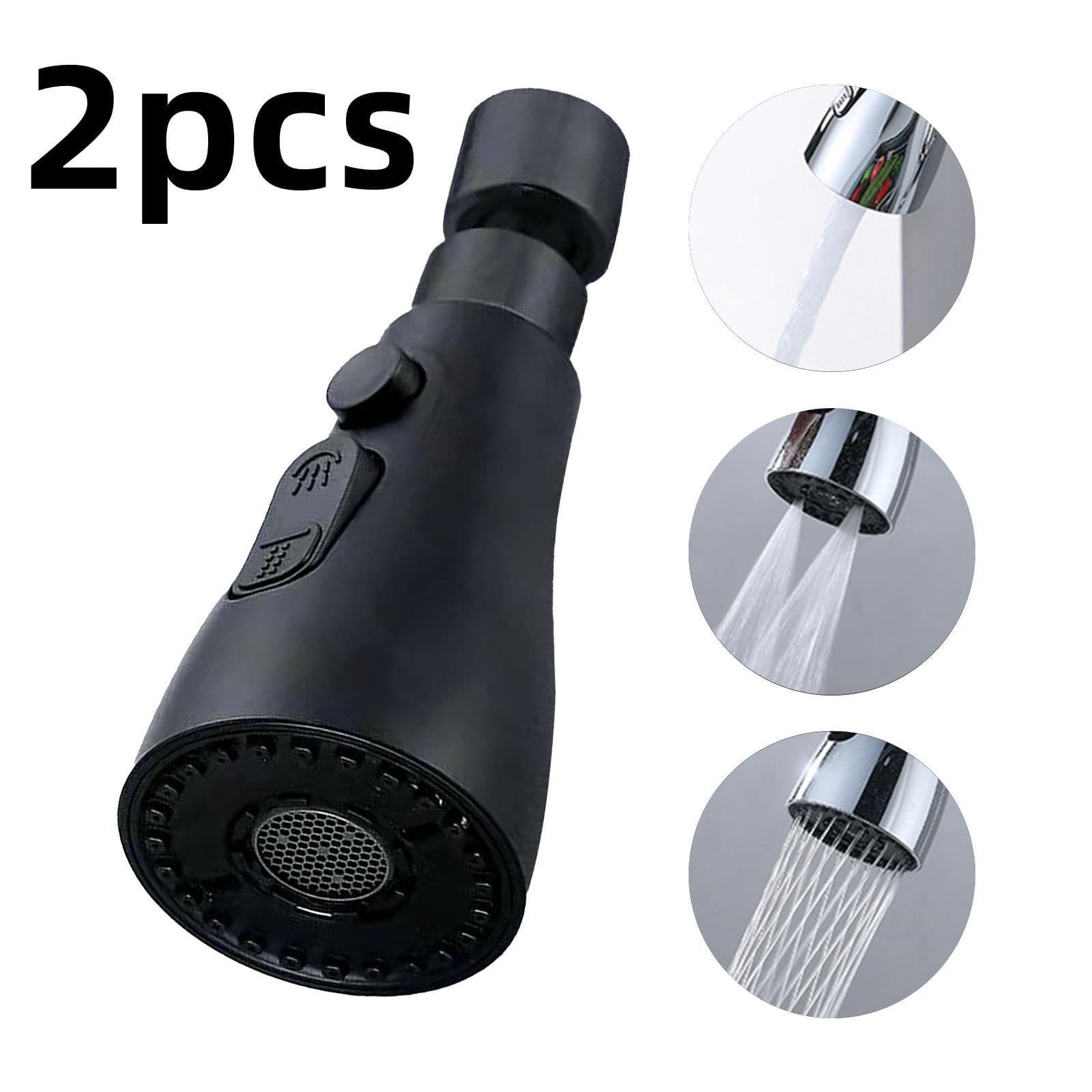 image-Universal Pressurized Faucet Sprayer Anti-splash 360 Degree Rotating Water Tap Three Stall Water Saving Faucet Nozzle Adapter