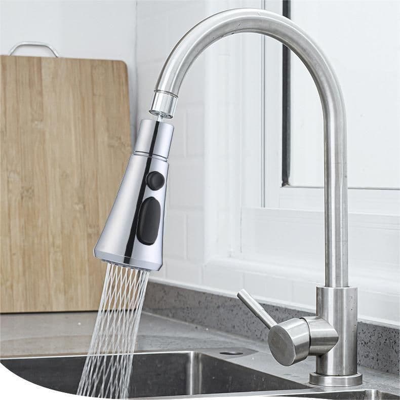 image-Universal Pressurized Faucet Sprayer Anti-splash 360 Degree Rotating Water Tap Three Stall Water Saving Faucet Nozzle Adapter
