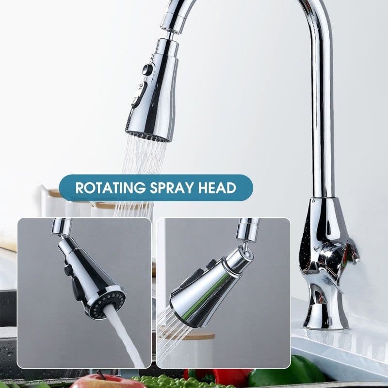 image-Universal Pressurized Faucet Sprayer Anti-splash 360 Degree Rotating Water Tap Three Stall Water Saving Faucet Nozzle Adapter