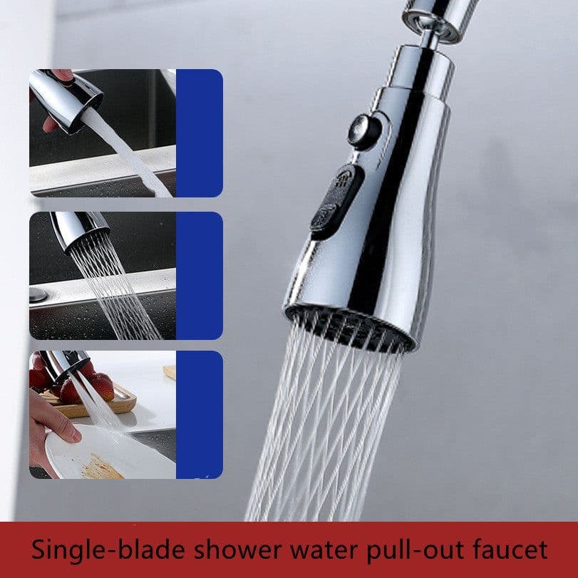 image-Universal Pressurized Faucet Sprayer Anti-splash 360 Degree Rotating Water Tap Three Stall Water Saving Faucet Nozzle Adapter