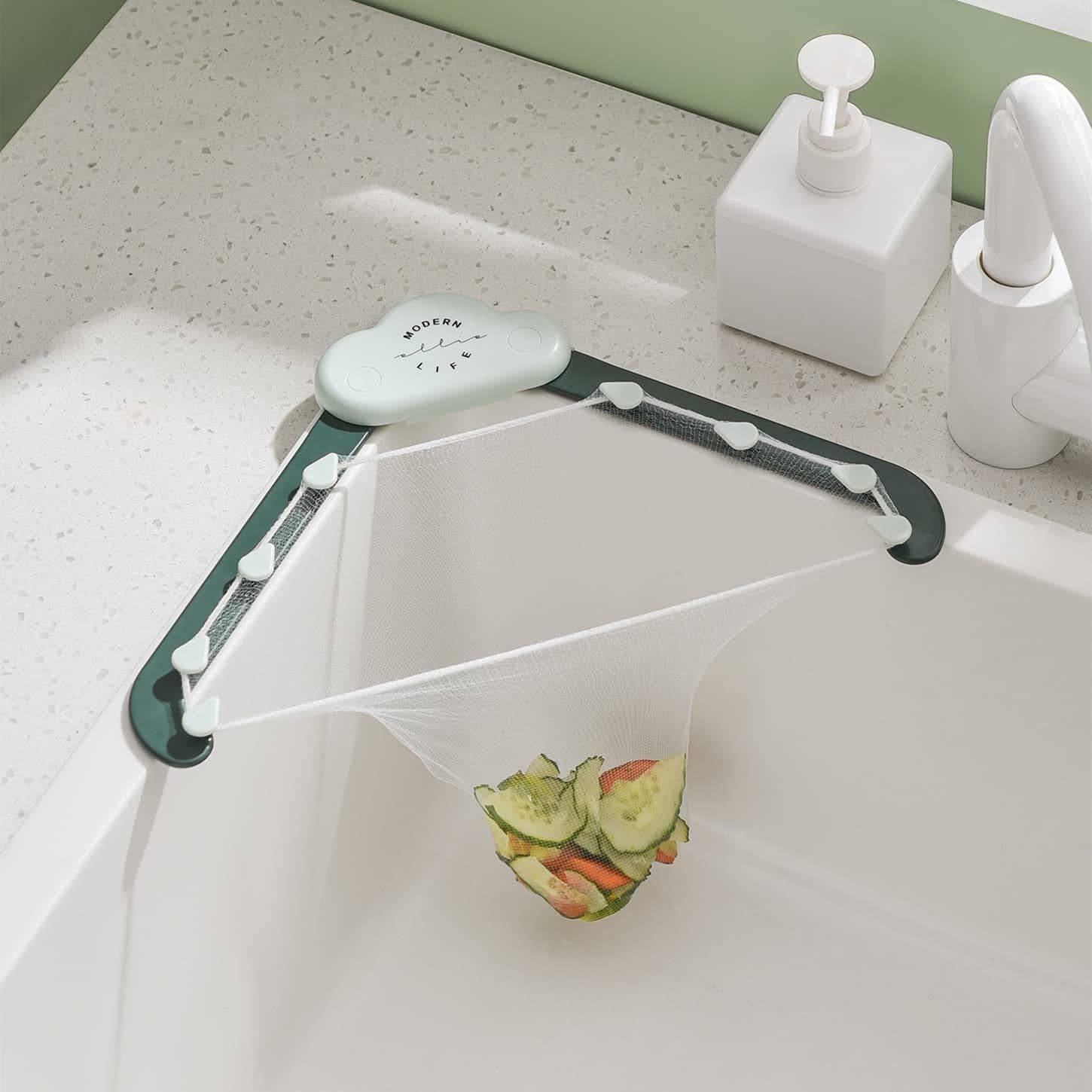 image-Triangular Cloud Sink Drain Rack Kitchen Garbage Filter Screen Dish Washing Sink Leftovers Rice Anti-blocking Kitchen Gadgets