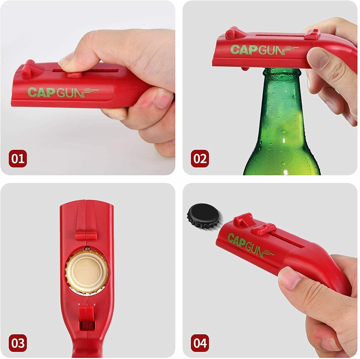 image-Cap Gun Beer Opener Drink Bottle Opener Launcher Shooter Game For Family Bar