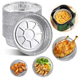 image-Non-stick Aluminum Foil Liners Air Fryer Disposable Paper Liner Oil-proof Steaming Basket Kitchen Tool BBQ Drip Pan Tray