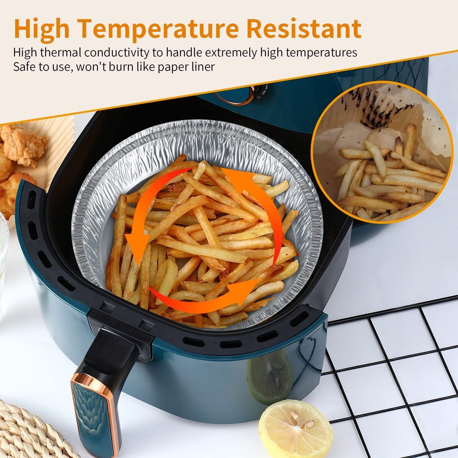 image-Non-stick Aluminum Foil Liners Air Fryer Disposable Paper Liner Oil-proof Steaming Basket Kitchen Tool BBQ Drip Pan Tray