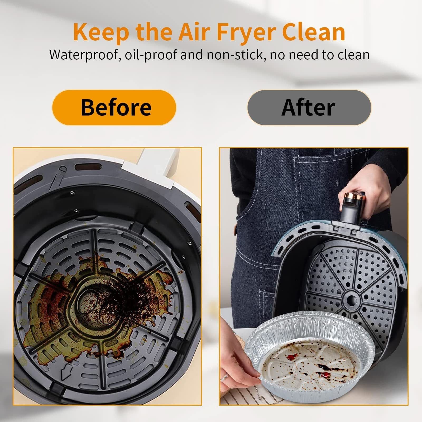 image-Non-stick Aluminum Foil Liners Air Fryer Disposable Paper Liner Oil-proof Steaming Basket Kitchen Tool BBQ Drip Pan Tray