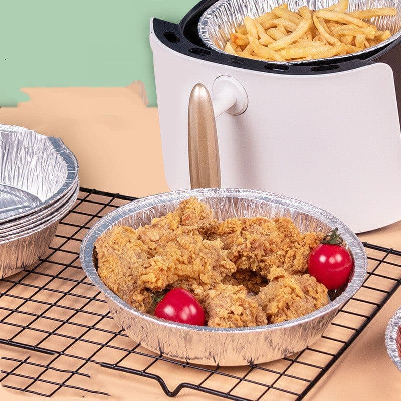 image-Non-stick Aluminum Foil Liners Air Fryer Disposable Paper Liner Oil-proof Steaming Basket Kitchen Tool BBQ Drip Pan Tray