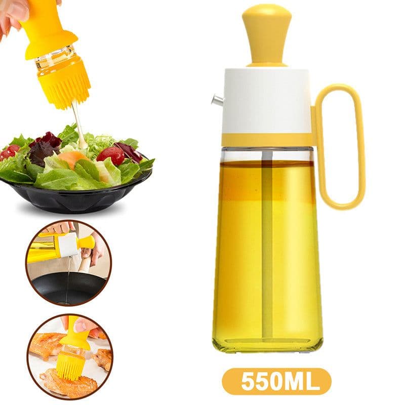 image-2 In 1 Oil Dispenser With Silicon Brush BBQ Oil Spray Glass Bottle Silicone For Barbecue Cooking Seasoning Bottle Kitchen Gadgets