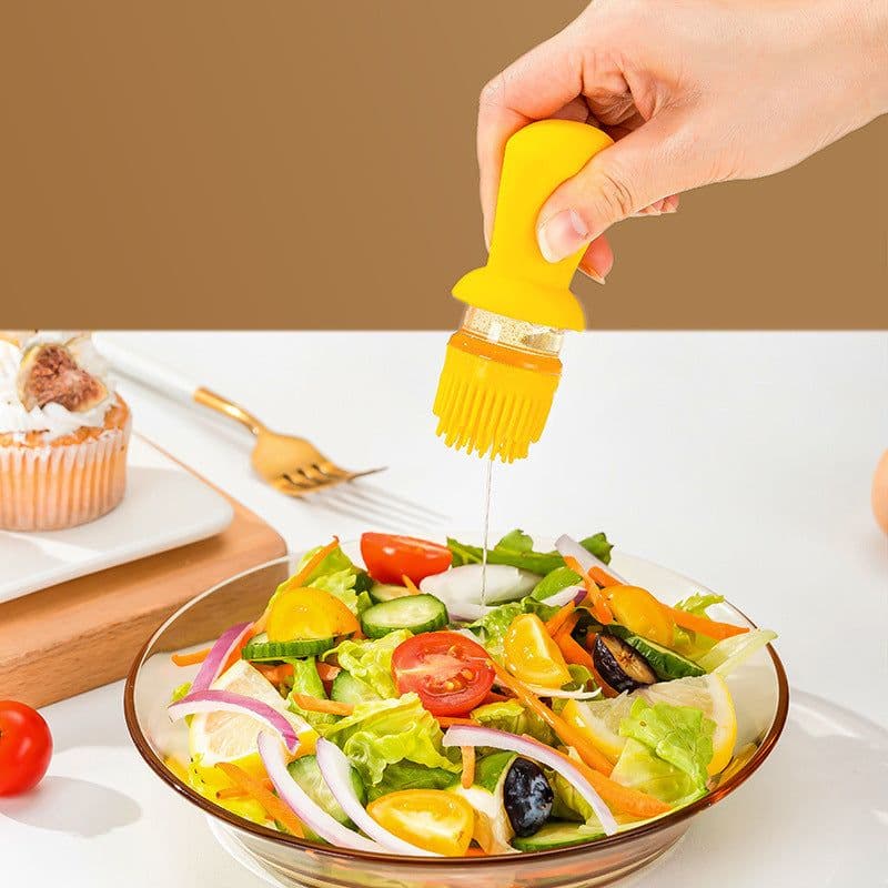 image-2 In 1 Oil Dispenser With Silicon Brush BBQ Oil Spray Glass Bottle Silicone For Barbecue Cooking Seasoning Bottle Kitchen Gadgets
