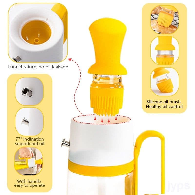 image-2 In 1 Oil Dispenser With Silicon Brush BBQ Oil Spray Glass Bottle Silicone For Barbecue Cooking Seasoning Bottle Kitchen Gadgets