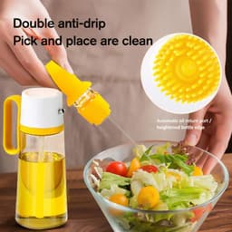 image-2 In 1 Oil Dispenser With Silicon Brush BBQ Oil Spray Glass Bottle Silicone For Barbecue Cooking Seasoning Bottle Kitchen Gadgets
