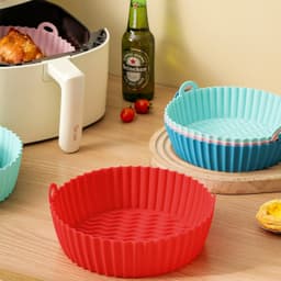 image-Silicone Basket Pot Tray Airfryer Liner For Air Fryer Reusable Container Accessories Pan Baking Mold Canister Shape Protector