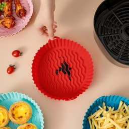 image-Silicone Basket Pot Tray Airfryer Liner For Air Fryer Reusable Container Accessories Pan Baking Mold Canister Shape Protector