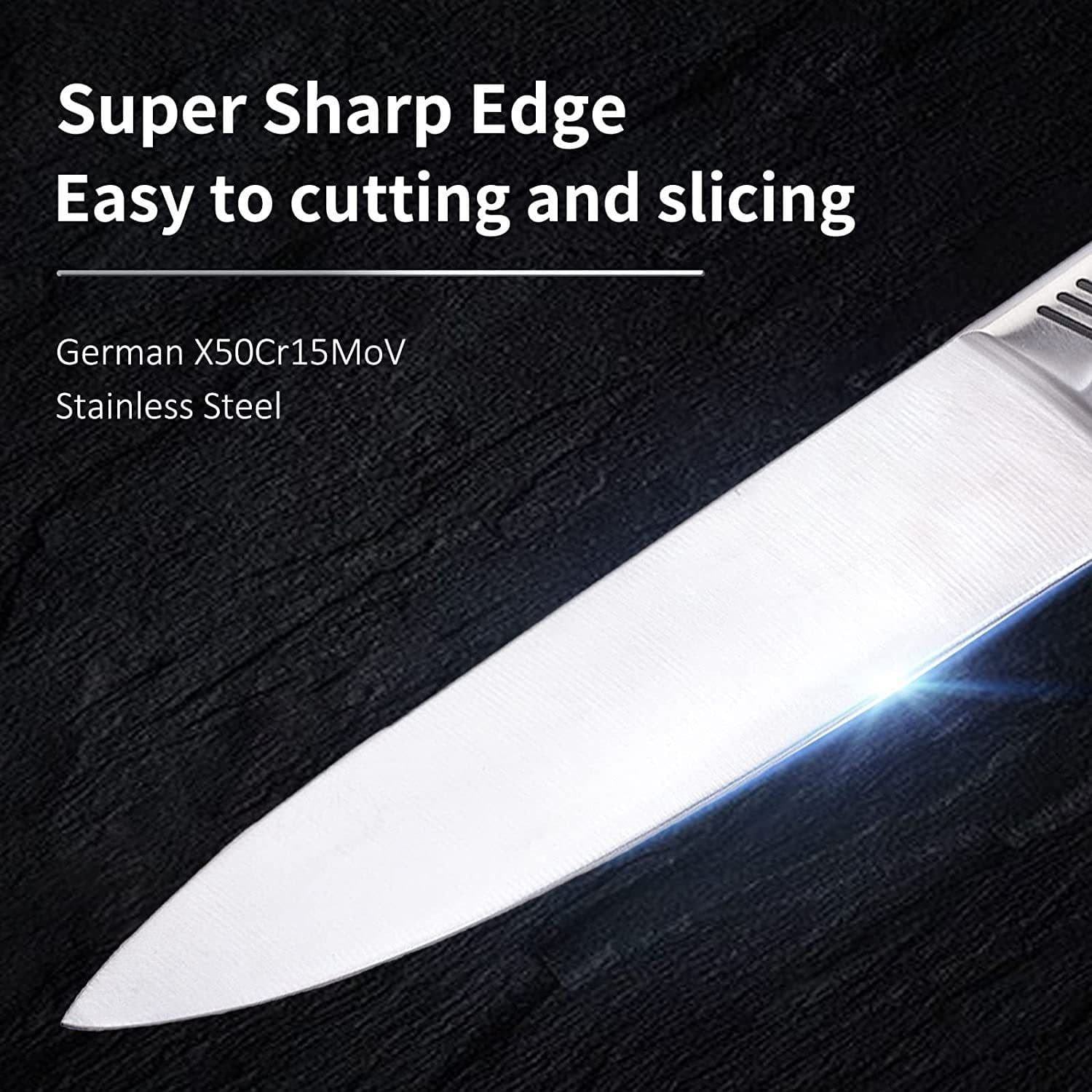 image-Kitchen Knife Set. LapEasy 15 Piece Knife Sets With Block Chef Knife Stainless Steel Hollow Handle Cutlery With Manual Sharpener