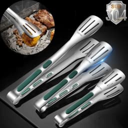 image-7 9 12inch Kitchen Tongs 304 Stainless Steel Grill Tongs For Cooking BBQ Non-Slip Salad Tongs Clips Tong Kitchen Accessories