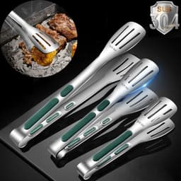 image-7 9 12inch Kitchen Tongs 304 Stainless Steel Grill Tongs For Cooking BBQ Non-Slip Salad Tongs Clips Tong Kitchen Accessories