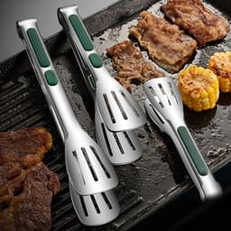 image-7 9 12inch Kitchen Tongs 304 Stainless Steel Grill Tongs For Cooking BBQ Non-Slip Salad Tongs Clips Tong Kitchen Accessories