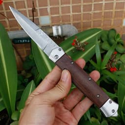 image-Handmade VG10 Damascus Steel Pocket Folding Hunting Knife For Men, EDC Gift Knife With Wenge Handle