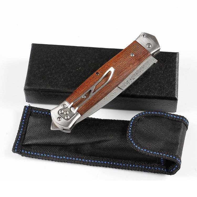 image-Handmade VG10 Damascus Steel Pocket Folding Hunting Knife For Men, EDC Gift Knife With Wenge Handle