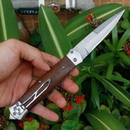 image-Handmade VG10 Damascus Steel Pocket Folding Hunting Knife For Men, EDC Gift Knife With Wenge Handle